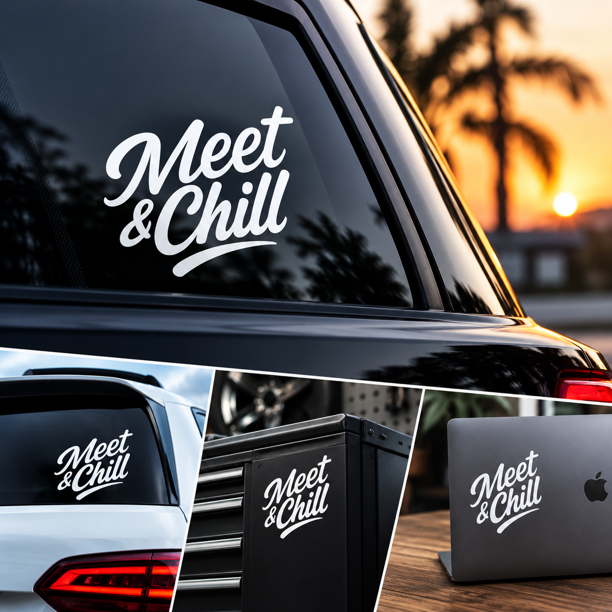 meet & chill sticker schrift